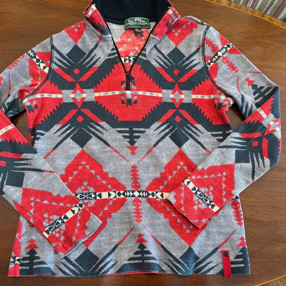 Ralph Lauren Navajo print 1/4 zip top sz. PL